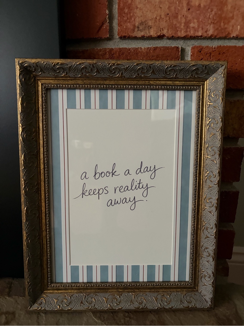 Book Lover’s Quote / Ornate Gold  Decorative Wall Art